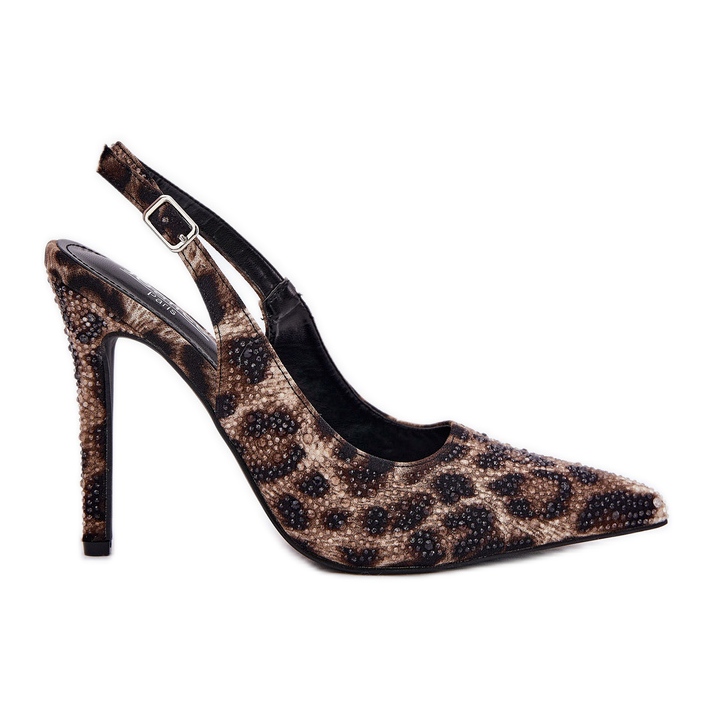 Inna Decorated sandals on a pin beige and black leopard print Inna Decorated sandals on a pin beige and black leopard print