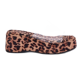 Inna Women's flip flops with a transparent wedge we leopard bar brown