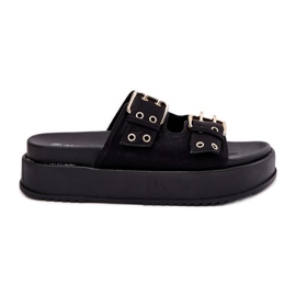 Inna Women's flip flops with clamps on the platform black