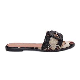 Inna Flat women's flip flops with a decorative black buckle
