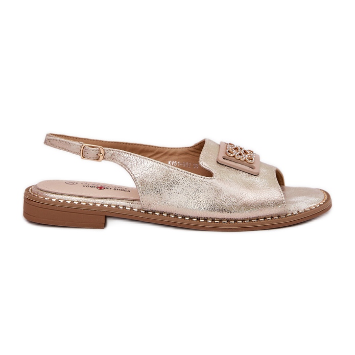S.Barski Elegant women's flat sandals with an ornament of S. Barski KV51-082 gold golden