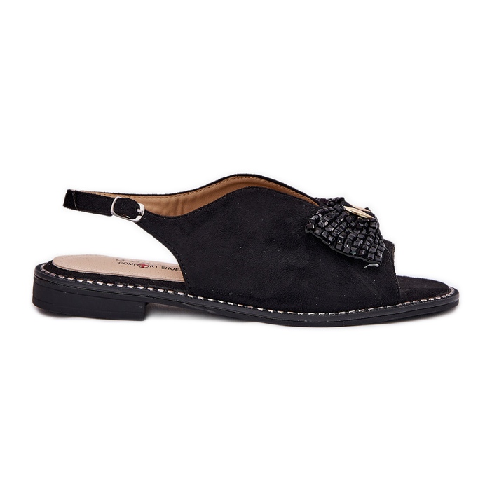 S.Barski Women's sandals with flat-heeled bow s. Barski kv51-014 black S.Barski Women's sandals with flat-heeled bow s. Barski kv51-014 black