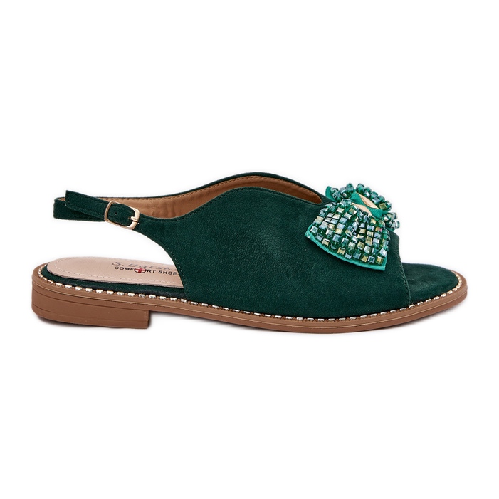 S.Barski Women's sandals with flat-heeled bow s. Barski kv51-014 green S.Barski Women's sandals with flat-heeled bow s. Barski kv51-014 green