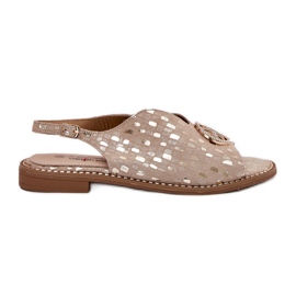 S.Barski Flat-heeled leather sandals with an ornament of S. Barski KV51-094 PLN golden