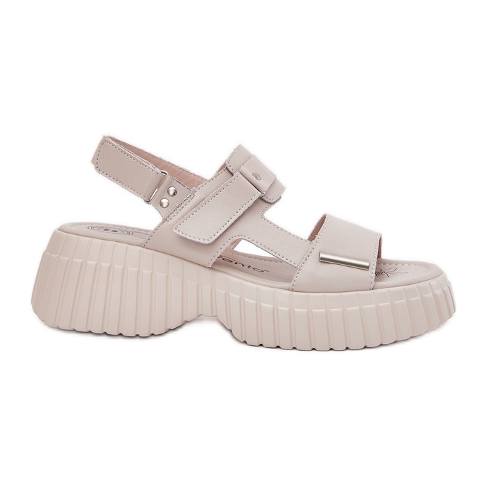 EVento Women's leather sandals on the platform beige