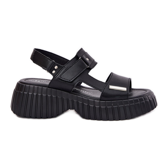 EVento Women's leather sandals on the platform black