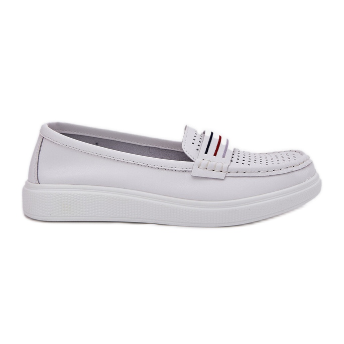 EVento Women's leather loafers white white