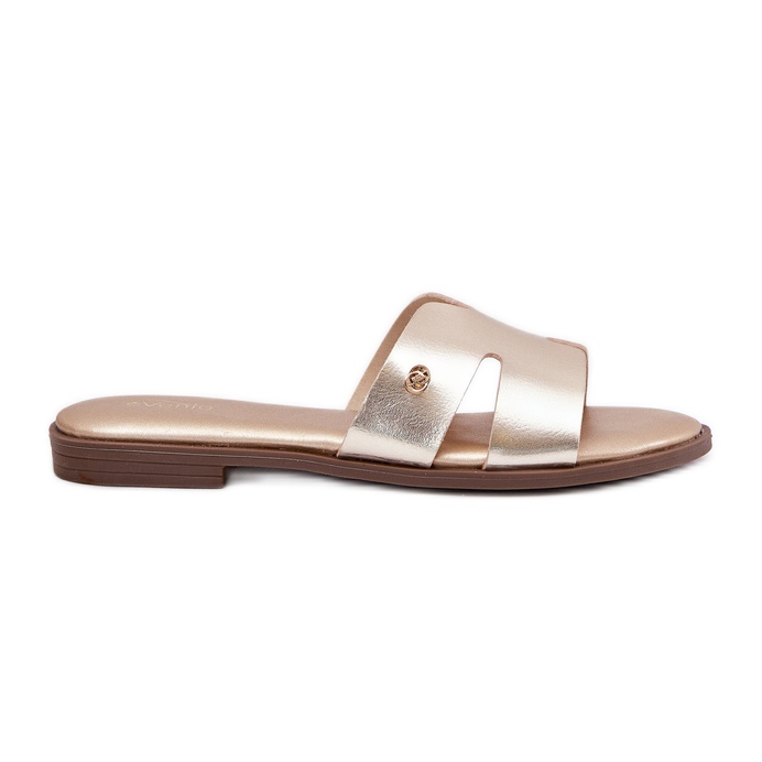 EVento Women's flat flaps with eco leather golden leather EVento Women's flat flaps with eco leather golden leather