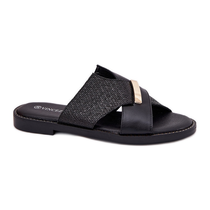 Women's flat heels with a decorative Vinceza 17385 black detail Women's flat heels with a decorative Vinceza 17385 black detail