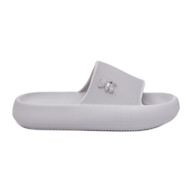 Women's foam flip flops on the platform with a Vinceza teddy bear 75210 gray grey