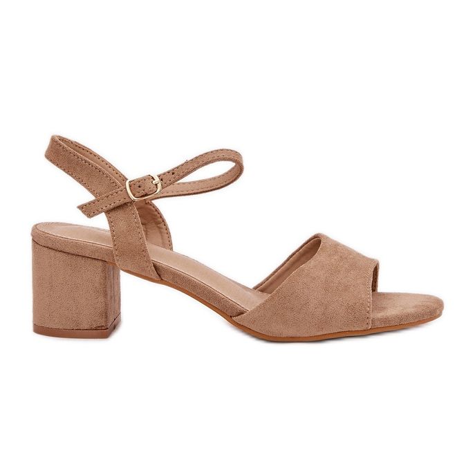 EVento Eco suede classic women's high heels beige sandals EVento Eco suede classic women's high heels beige sandals