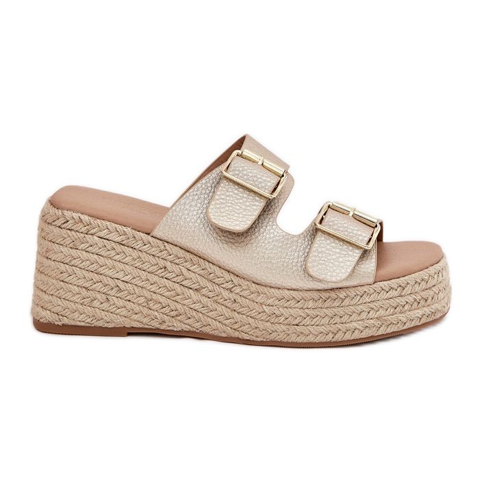 Inna Women's wedges with wedge with braid and golden clamps