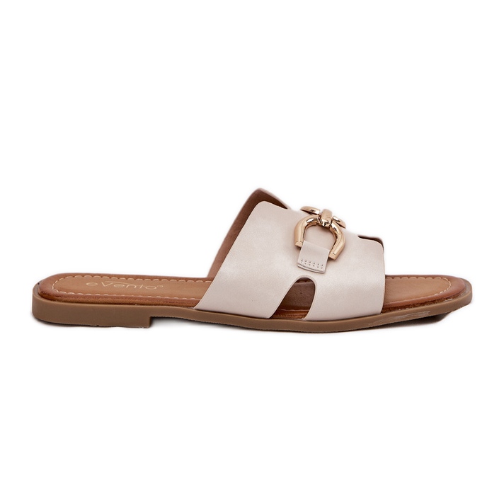 EVento Women's flat flip flops with decorative detail beige EVento Women's flat flip flops with decorative detail beige