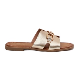 EVento Women's flat flip flops with a decorative golden detail