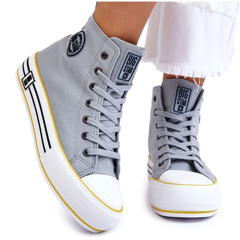 Women's high material sneakers on the Big Star LL274188 Platform light blue Women's high material sneakers on the Big Star LL274188 Platform light blue