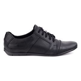 Men's leather lace -up shoes polbut c34p perforated casual black
