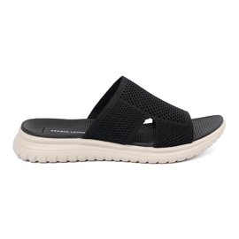 Women's black slippers on the Sergio Leone platform