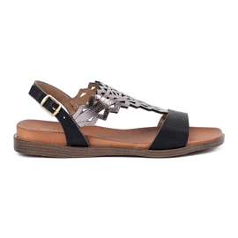 Sergio Leone Black sandals with openwork decorations
