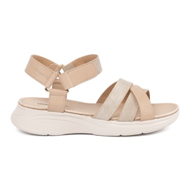 Sergio Leone Light beige sandals on a white platform