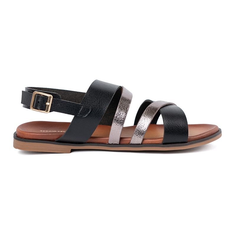 Black Sandals Sergio Leone with silver stripes Black Sandals Sergio Leone with silver stripes