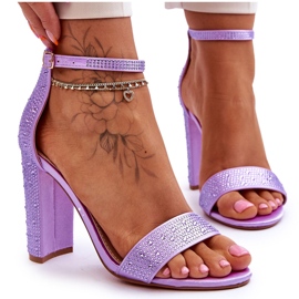 Women's heels with purple zircons