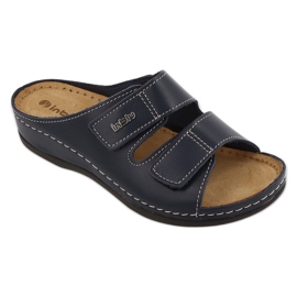 Inblu, women's leather flip -flops 158d001 navy blue