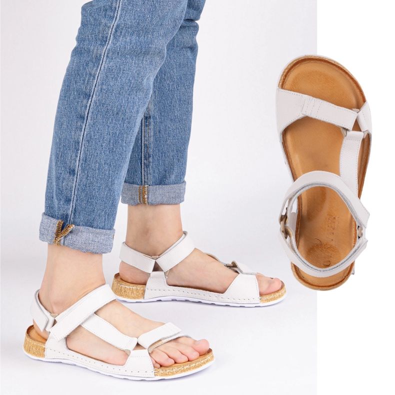 Olivier Women's sandals Barefoot-Friendly-leather, wide, light white Olivier Women's sandals Barefoot-Friendly-leather, wide, light white