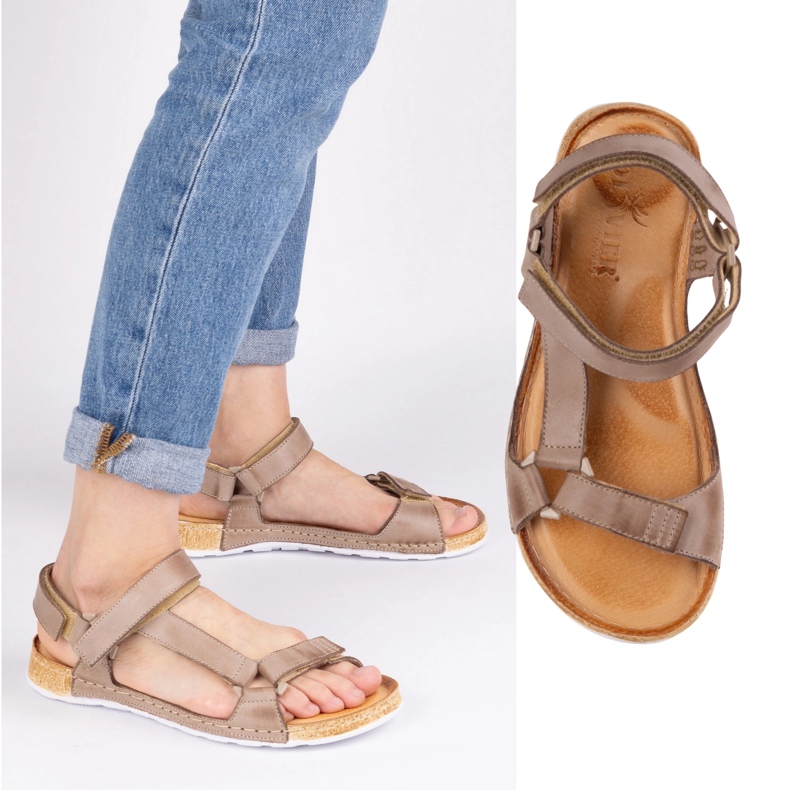 Olivier Women's sandals barefoot-friendly leather beige Olivier Women's sandals barefoot-friendly leather beige