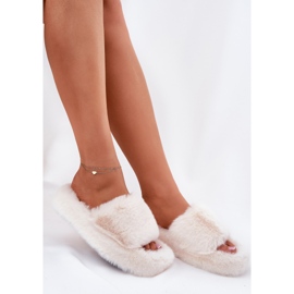 Inna Fur bright -begging women's slippers beige