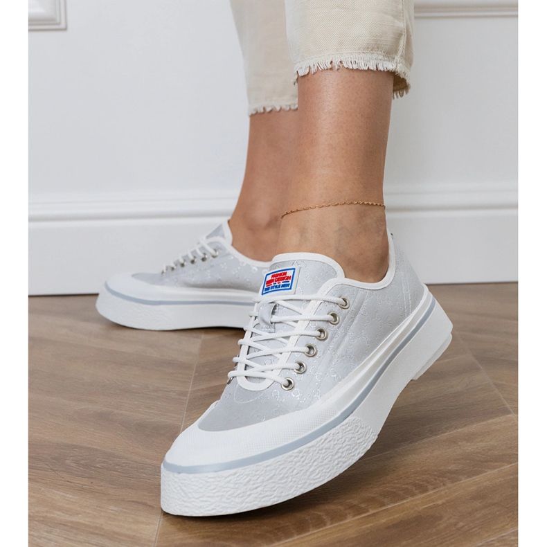 Gray women's sneakers on the platform grey Gray women's sneakers on the platform grey