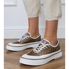 Brown women's sneakers on the platform