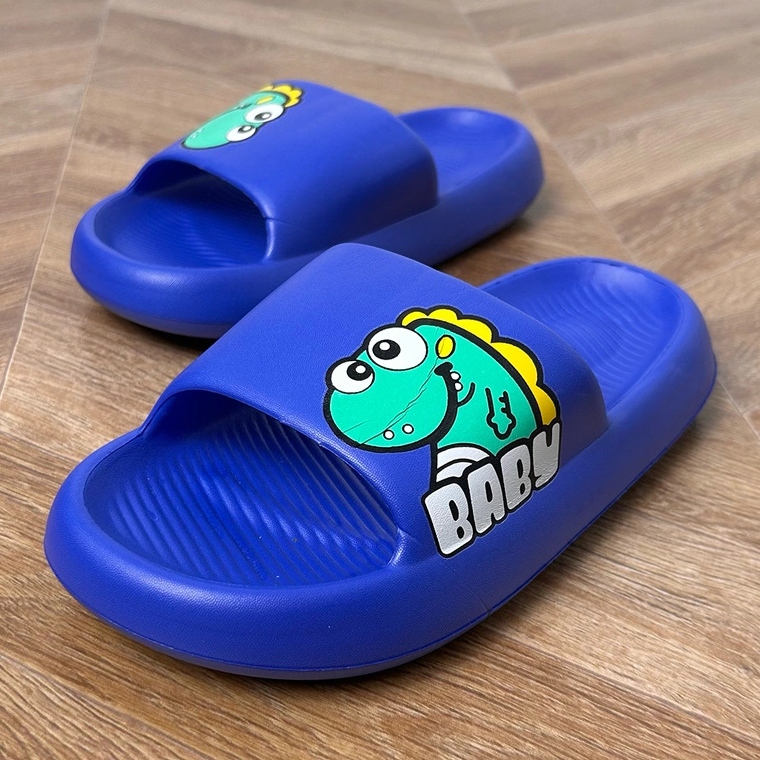 Blue children's flip flops with print