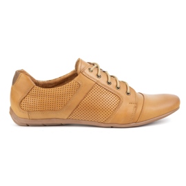 Men's leather lace -up shoes polbut c34p perforated casual red brown