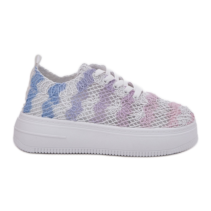 Women's sneakers on the platform with a crochet multicolor upper multicolored