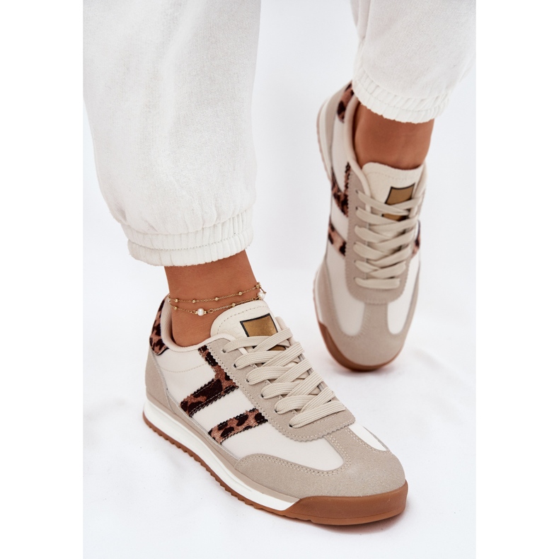 Low sneakers women's beige leopard print