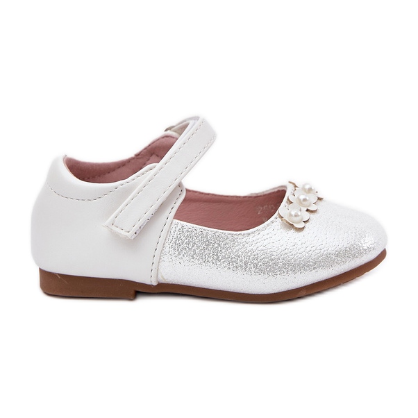 EVento Velcro children's ballerinas with white flowers EVento Velcro children's ballerinas with white flowers