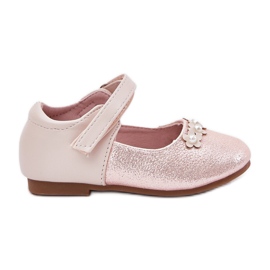 EVento Velcro children's ballerinas with pink flowers EVento Velcro children's ballerinas with pink flowers