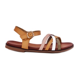 Women's sandals with Sergio Leone SK090H swinging stripes yellow