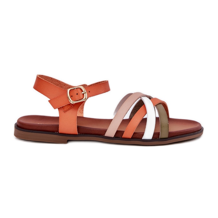 Women's sandals with intertwining Sergio Leone SK090H stripes orange