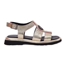 Women's leather sandals varnished with a decorative detail ARTiker 56C0689 PLN golden Women's leather sandals varnished with a decorative detail ARTiker 56C0689 PLN golden