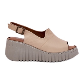 ARTIKER Women's sandals made of natural leather on wedge artker 56c0957 beige
