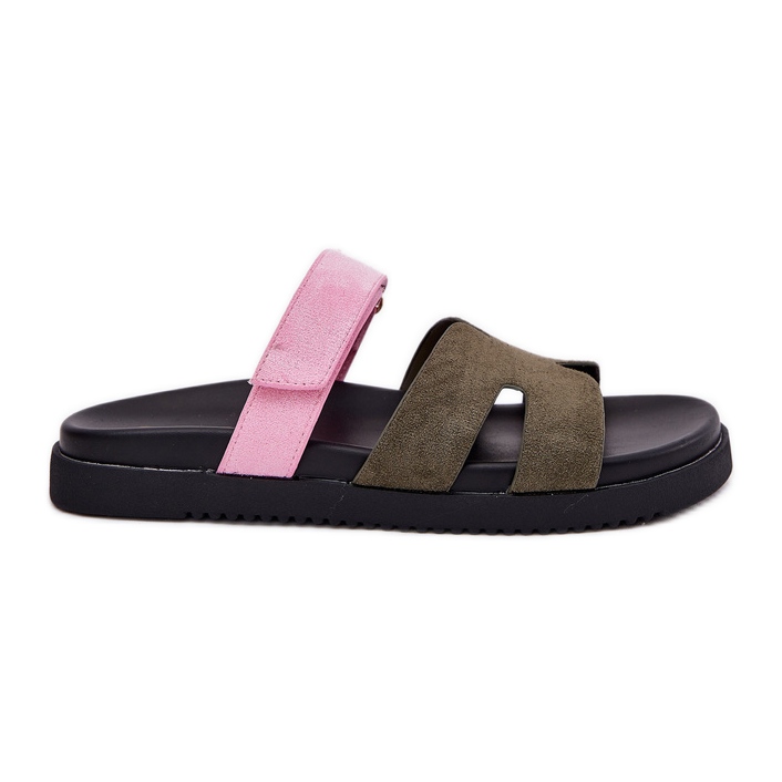 Women's flip flops with Vinceza 17401 pink-pink Velcro green
