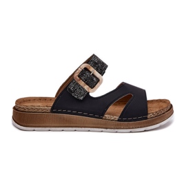 Lightweight women's flip flops with inblu gs000055 black buckle