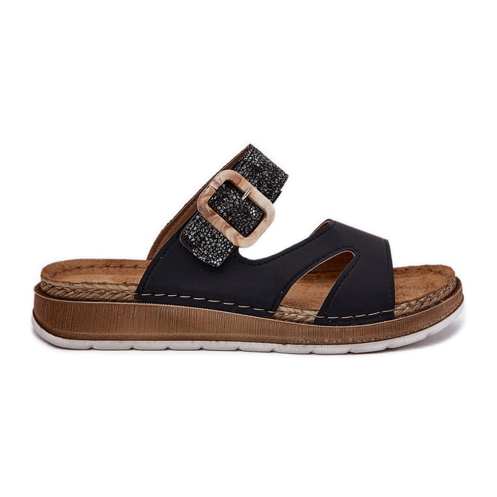 Lightweight women's flip flops with inblu gs000055 black buckle