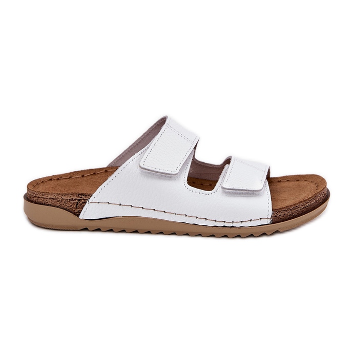 Women's leather slippers inblu AA0005GU white Women's leather slippers inblu AA0005GU white
