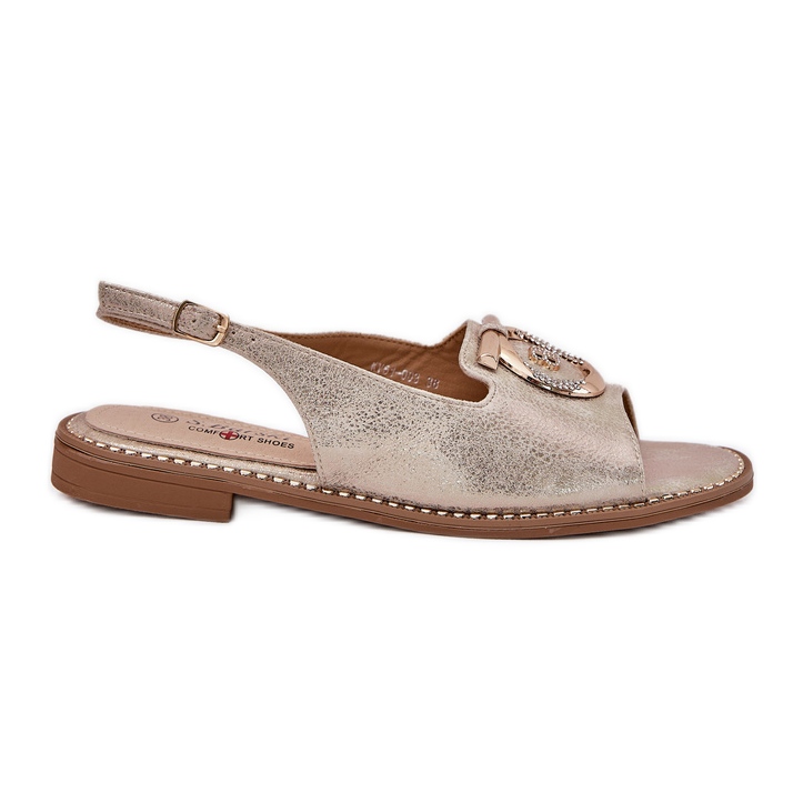 S.Barski Elegant sandals with flat-heeled decoration S. Barski KV51-003 gold golden