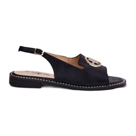 S.Barski Flat-heeled women's sandals with an ornament S. Barski KV51-002 Black