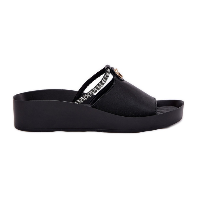 S.Barski Women's leather slippers with a decorative KV51-034 Black strap S.Barski Women's leather slippers with a decorative KV51-034 Black strap