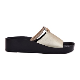 S.Barski Women's leather flip-flops with a decorative KV51-034 gold strip golden S.Barski Women's leather flip-flops with a decorative KV51-034 gold strip golden
