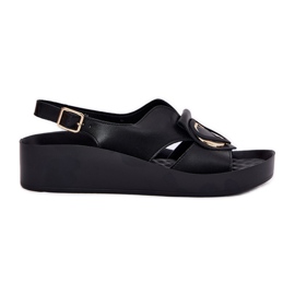 S.Barski Women's leather sandals on wedge S. Barski KV51-031 black S.Barski Women's leather sandals on wedge S. Barski KV51-031 black